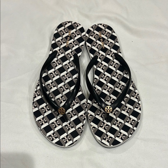Tory Burch Shoes - Tory Burch Black and White Flip Flops